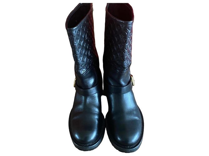 Louis Vuitton black leather boots