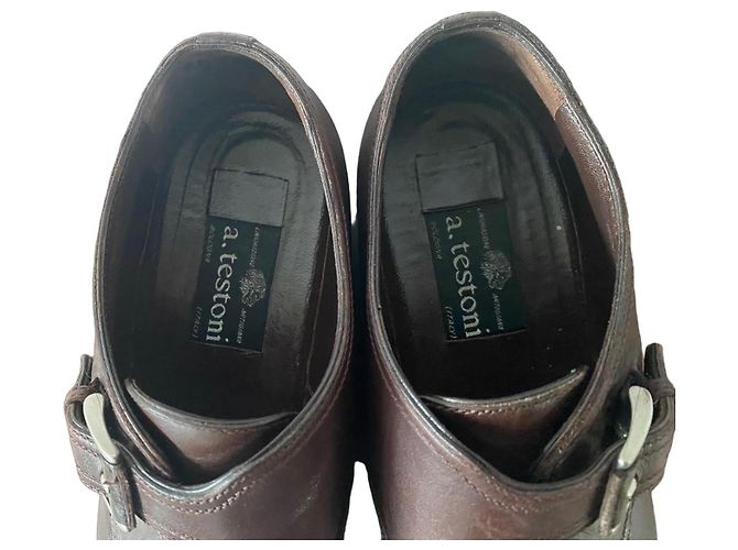Scarpe monk strap in pelle marrone A. Testoni