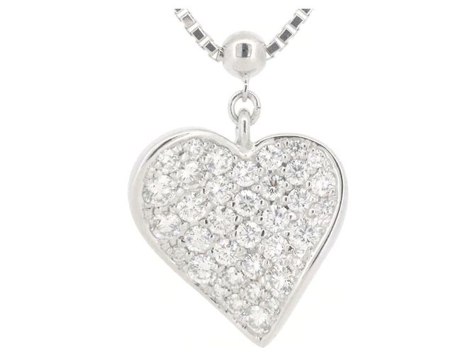 Autre Marque Rose Vif K18WG Diamantenhalskette Silber