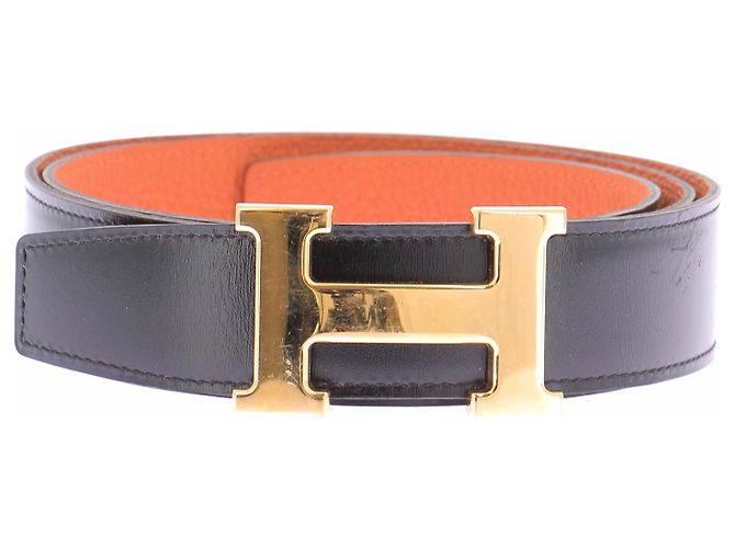 Hermès Schwarzer Ledergürtel