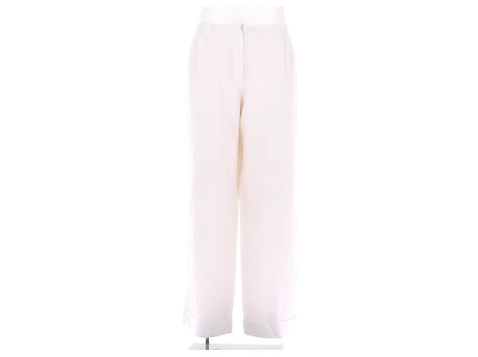 Dior Cremefarbene Viscosehose Beige