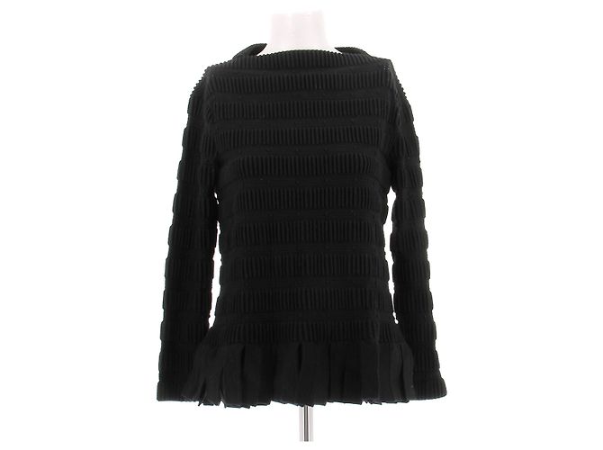 Alaïa Top de lã preto com franjas