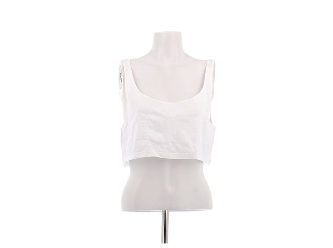 Crop top blanco de algodón Prada