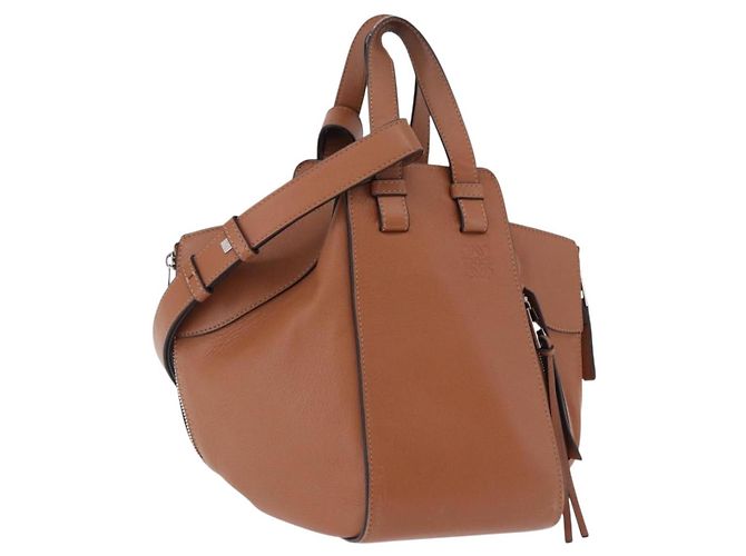 LOEWE Hammock Small Hand Bag Leather 2way Brown Silver