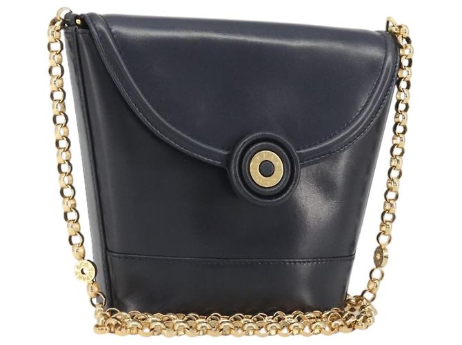 Tiffany & Co TIFFANY&Co. Chain Shoulder Bag Leather Navy Gold