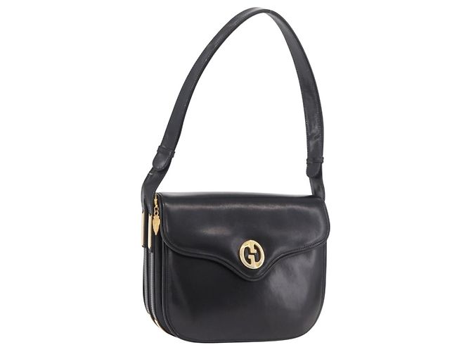 GUCCI Handtasche Leder Schwarz Gold