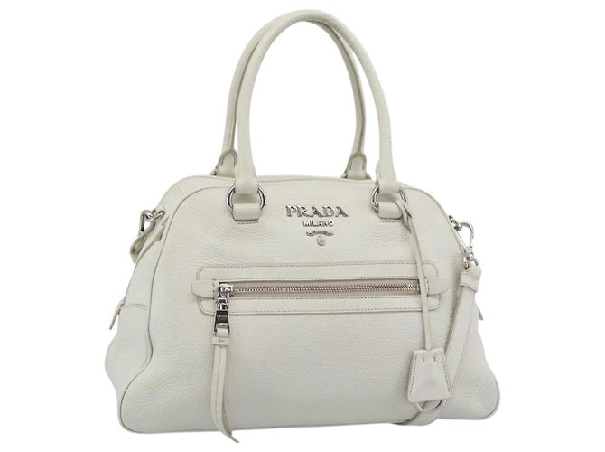 Bolsa PRADA Vittero Dino Leather 2way White Silver