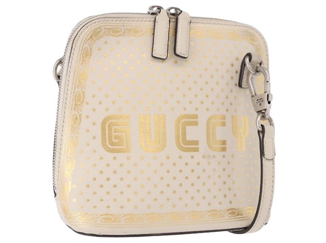 GUCCI Shoulder Bag Leather White Silver 511189