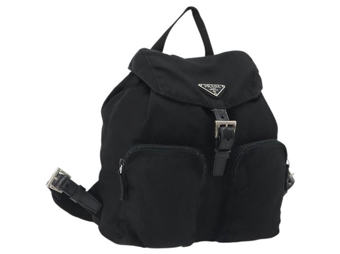 PRADA Backpack Nylon Black Silver