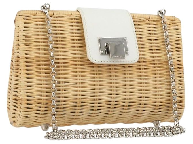 Tiffany & Co TIFFANY&Co. Chain Shoulder Bag Rattan Beige Silver