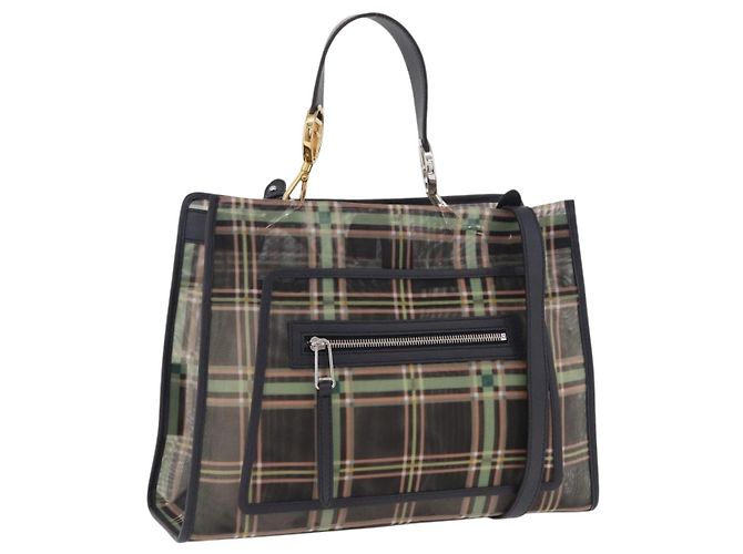 FENDI Handtasche Mesh 2way Navy Silver Gold