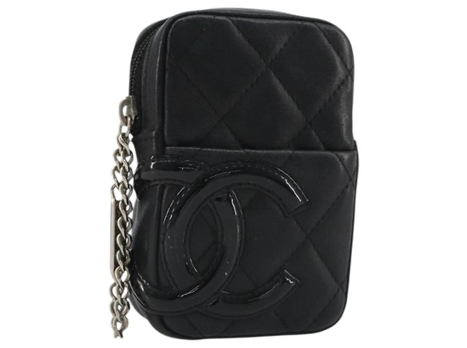 CHANEL Matelasse Cambon Line Pouch Lamb Skin Black CC