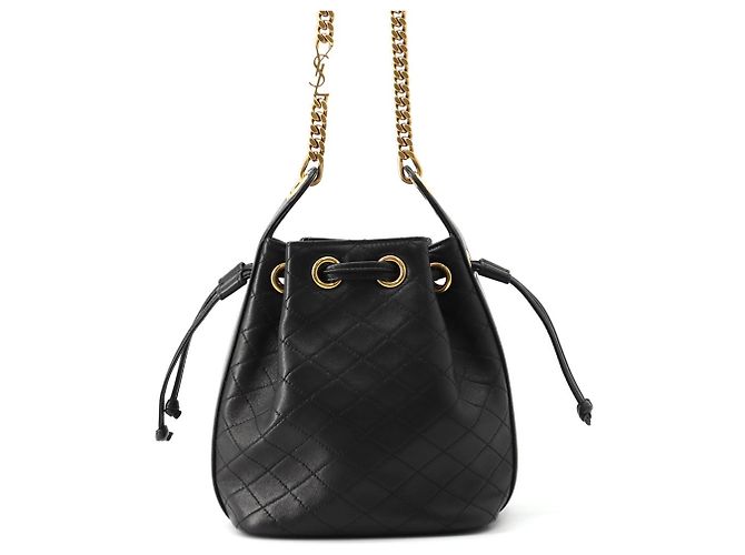 Bolsa Bucket Small Cassandre acolchoada Yves Saint Laurent Preto