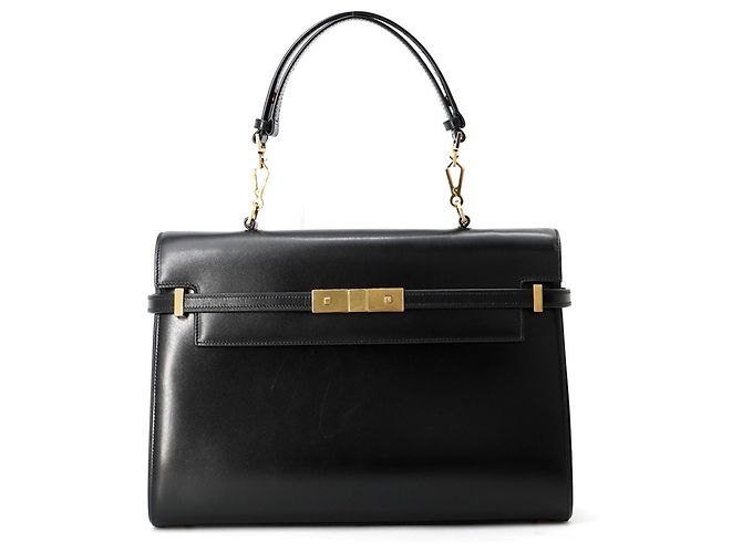 Bolsa Saint Laurent Paris Manhattan em couro de bezerro Preto