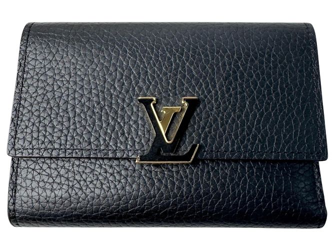 Louis Vuitton Portefeuille Capucines Compact Wallet Black Pink