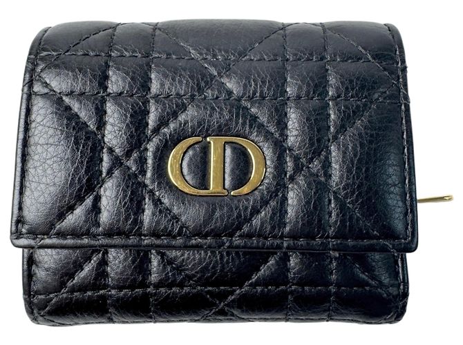 Cartera compacta Christian Dior Dior Cannage Negro