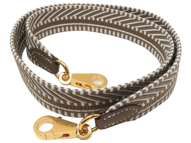 Hermès Hermes Bandoulière Sangle Caval 25mm K Strap Weiß Taupe