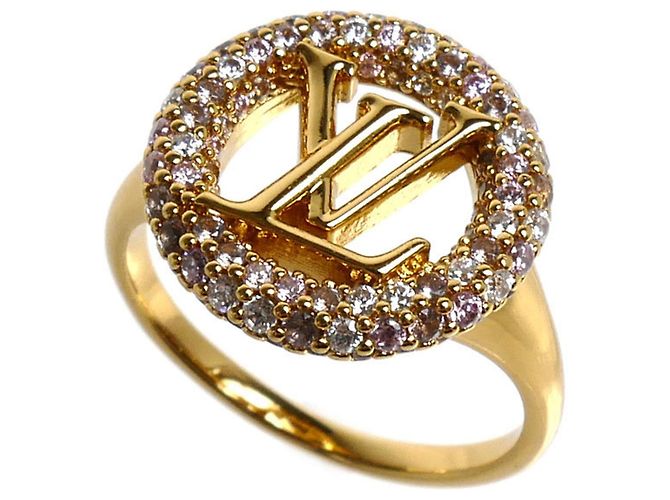 Louis Vuitton Ring mit Strasssteinen, goldplattiert Golden