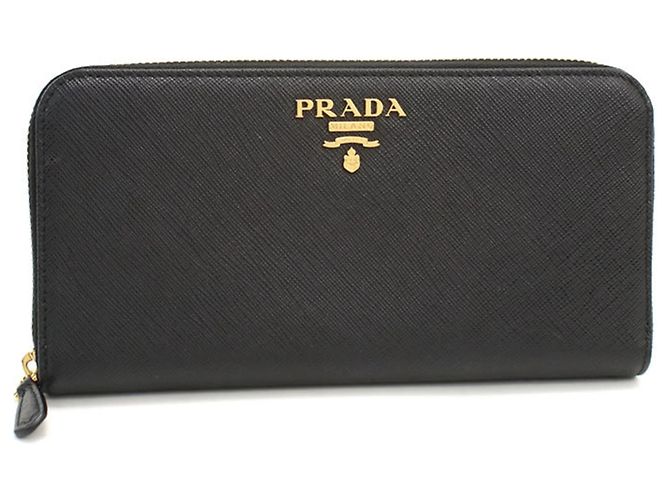 Saffiano Prada Long Wallet in Black Leather
