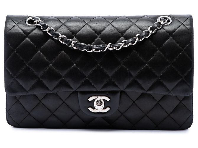 Chanel Black Medium Classic Lambskin Double Flap Noir