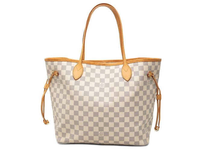 Louis Vuitton White Damier Azur Neverfull MM Blanc