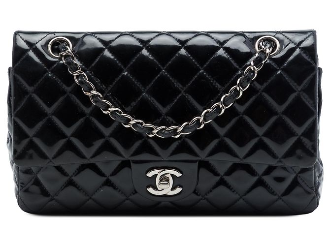Chanel Black Medium Classic Patent Double Flap Noir