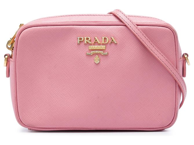 Prada Mini Bolsa Camera Lux em Saffiano Rosa