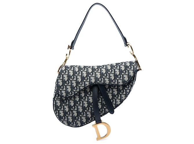 Borsa Saddle Dior in tela Blue Oblique