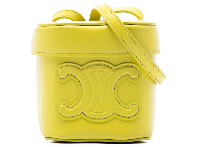 Céline Celine Sac Box Cuir Triomphe Petit en Veau Jaune