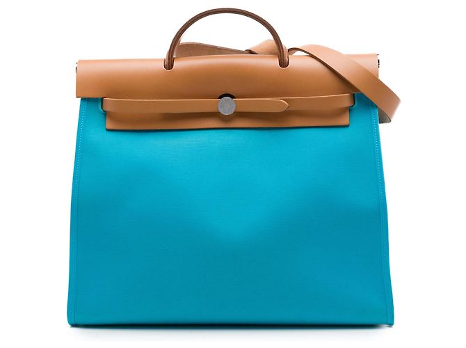 Hermès Blue Toile Verso Herbag Zip 39 Bleu