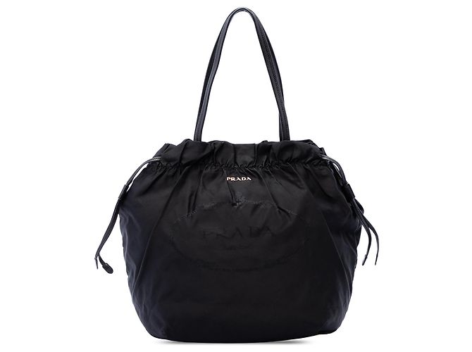 Borsa Tote Prada in Tessuto Canapa Nero con Logo