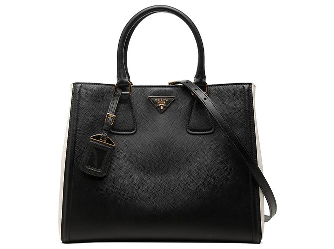 Sac à main Prada Galleria Bicolor Saffiano Lux Medium Noir