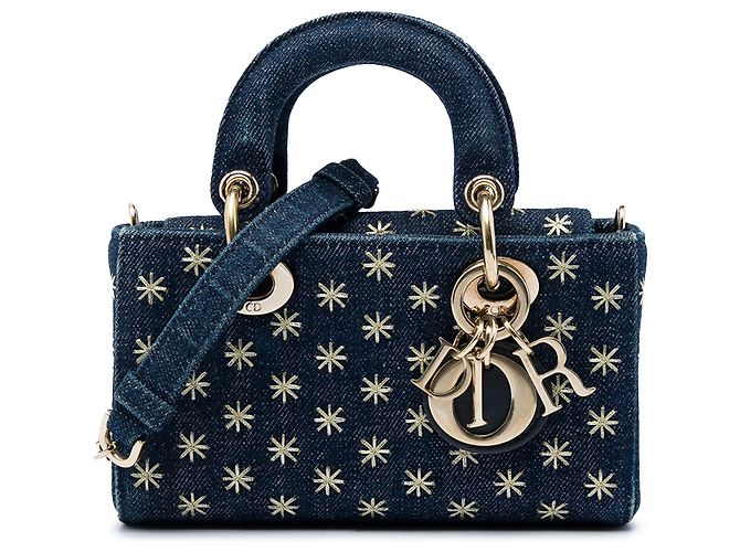 Dior Blue Micro Denim Embroidered Star Lady D Joy Bleu