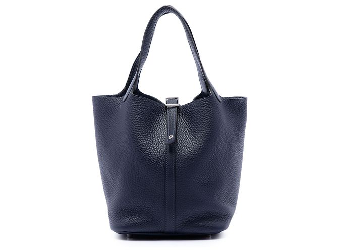 Hermès Blue Clemence Picotin Lock 22 Bleu Bleu Marine