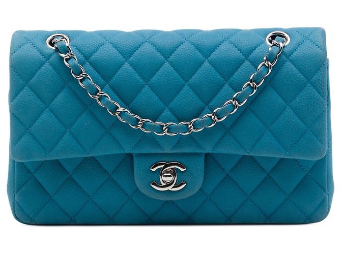 Chanel Blue Medium Classic Caviar Double Flap Bleu
