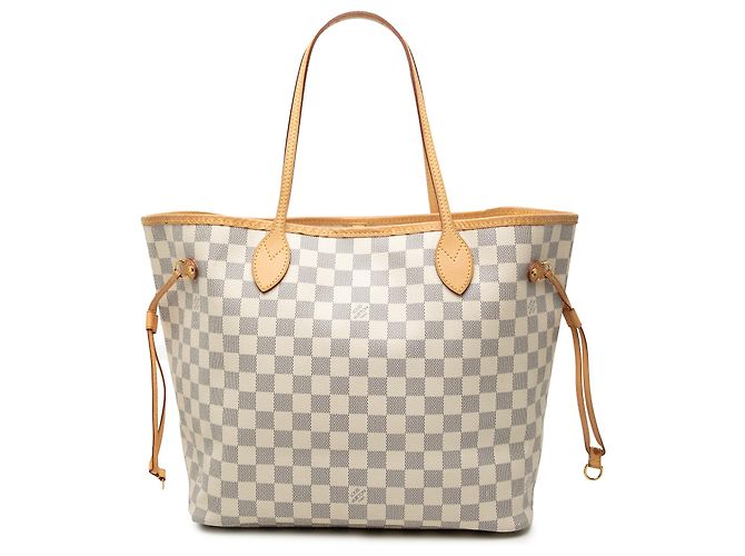 Louis Vuitton White Damier Azur Neverfull MM Bianco