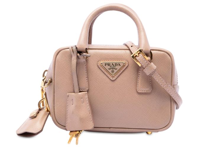 Bolsa Prada Brown Mini Saffiano Lux Bauletto Marrom Carne