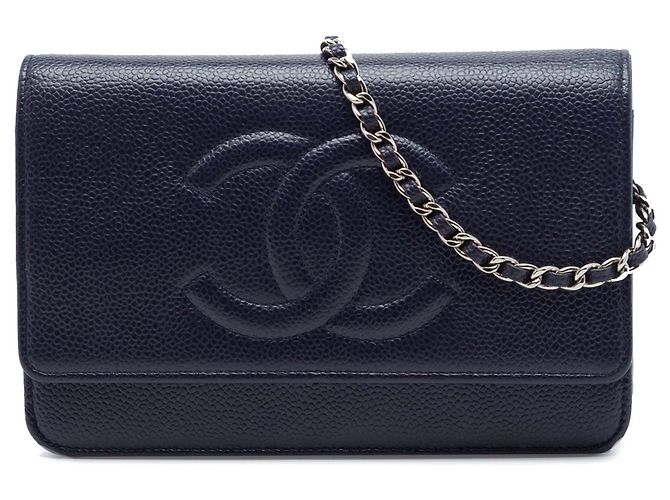 Chanel Blue CC Caviar Wallet On Chain Blau Marineblau