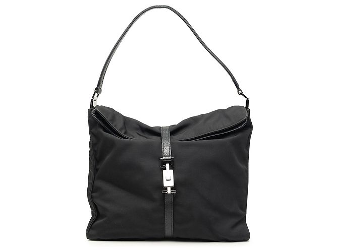 Borsa a tracolla Jackie Gucci in nylon nero