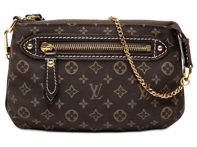 Louis Vuitton Brown Monogram Mini Lin Mini Pochette Accessoires Marrone Marrone scuro