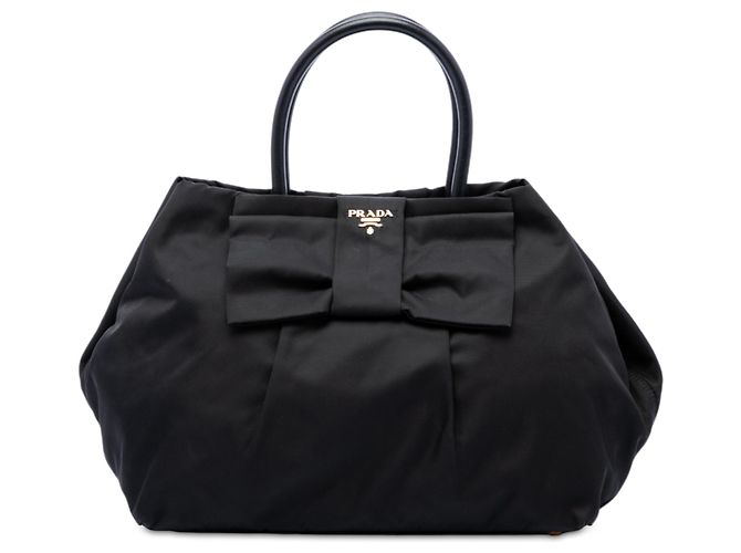 Bolsa Prada em Tessuto preta com laço Fiocco Preto