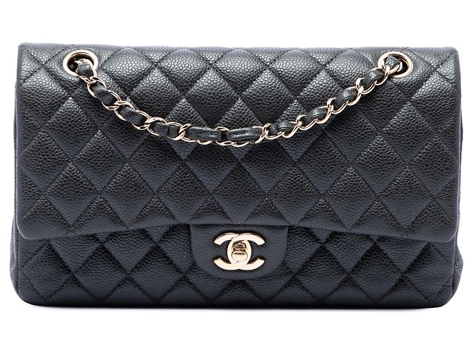 Chanel Black Medium Classic Caviar Double Flap Noir