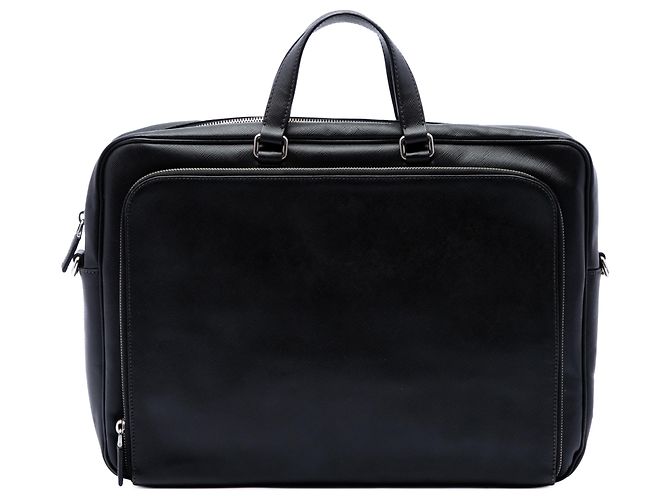 Sac business Prada en cuir Saffiano noir