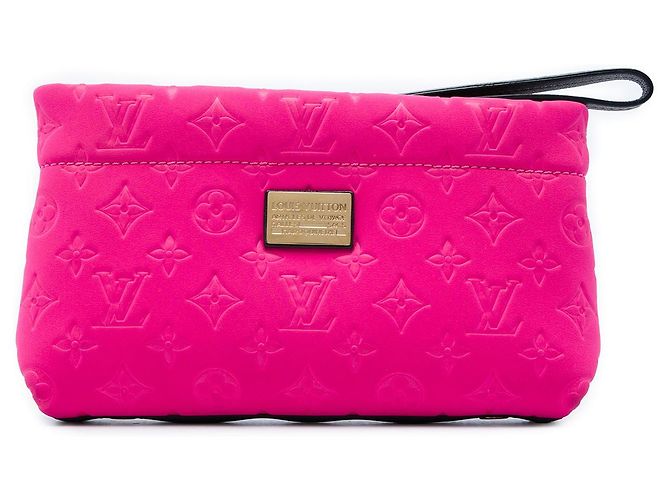 Clutch Louis Vuitton in neoprene scuba rosa con monogramma embossed