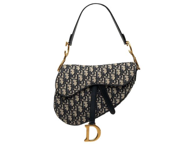 Borsa Saddle Dior in tela Oblique blu