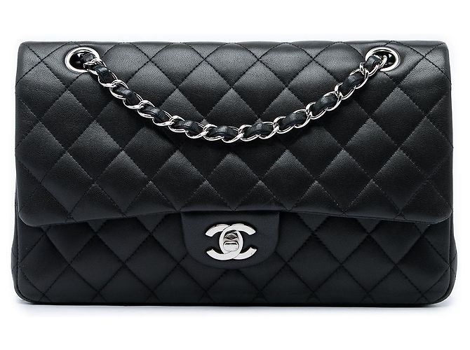 Chanel Black Medium Classic Lambskin Double Flap Noir