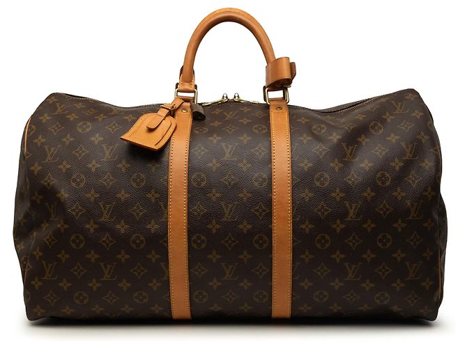 Louis Vuitton Brown Monogram Keepall 55 Marrom
