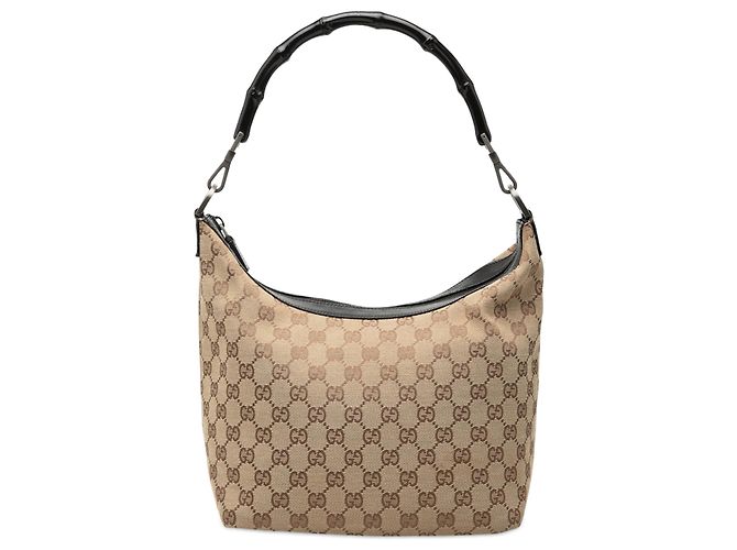 Bamboo Borsa a tracolla Gucci in tela GG beige con bambù