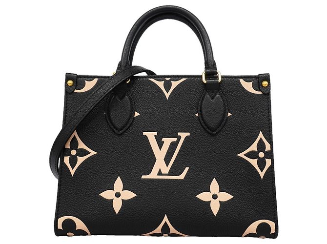 Louis Vuitton Monogram Empreinte Bicolor OnTheGo PM Handtasche Schwarz Beige