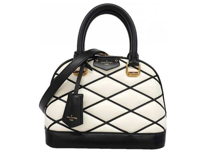 Louis Vuitton Alma BB Maltage Handtasche Schwarz Weiß